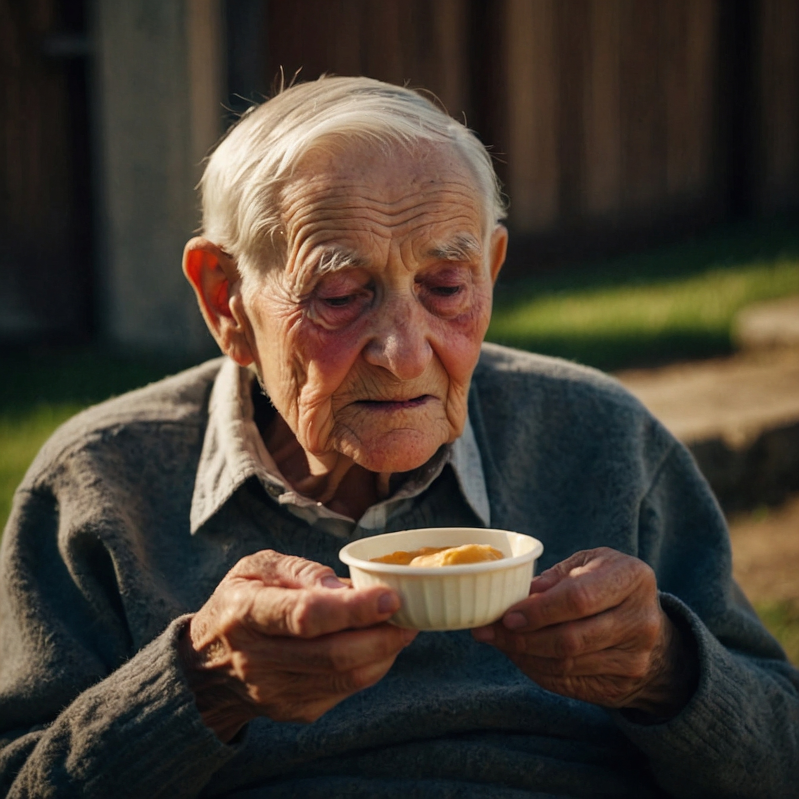 An old man sipping coffee. Image generated by LeonardoAI.