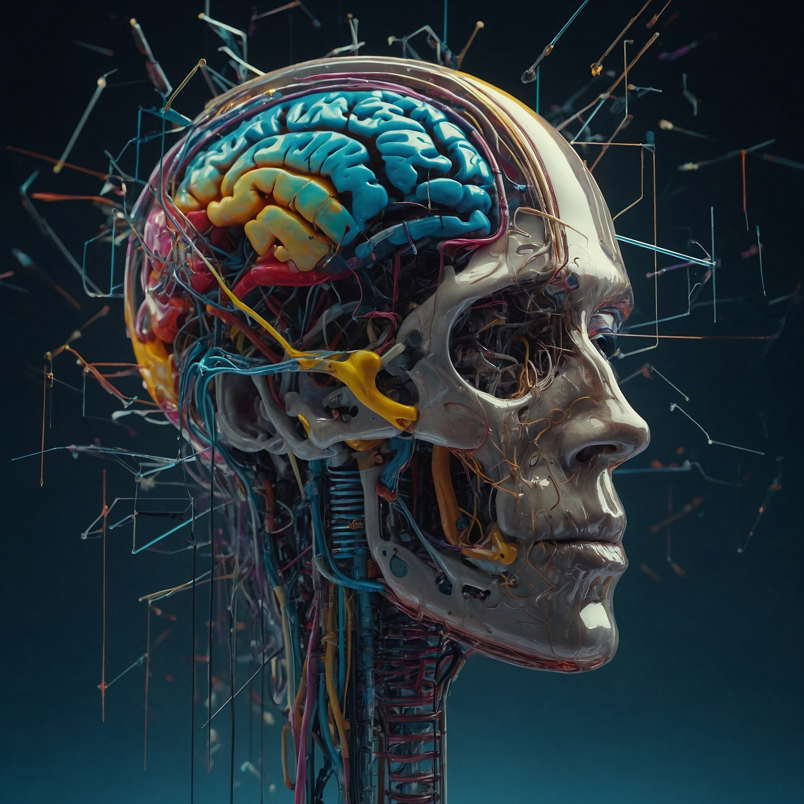 Schematics of a human brain being designed by someone who has no idea how brains look or operate. Mechanical parts used instead of organic.