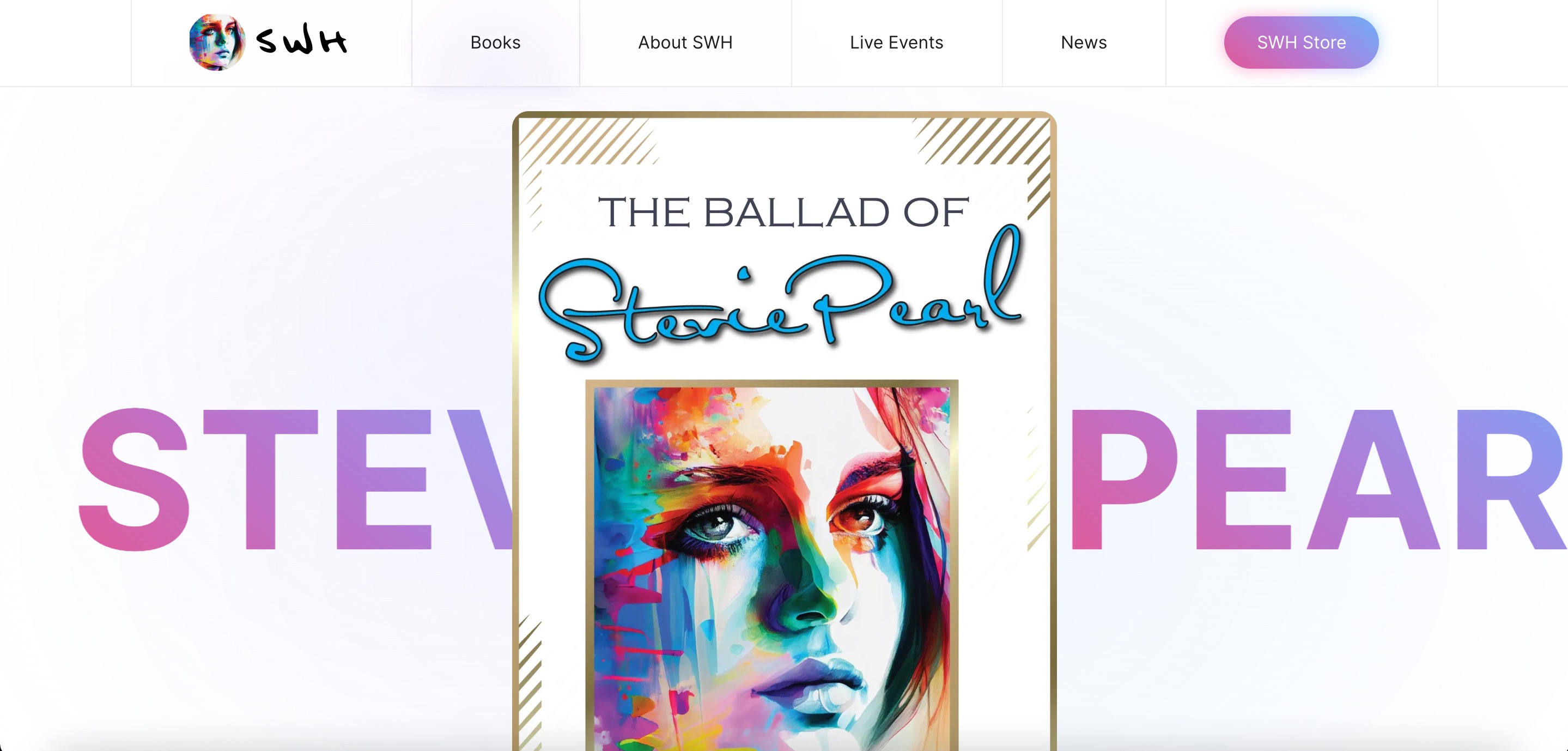 Screen shot of The Ballad of Stevie Pearl webpage.
