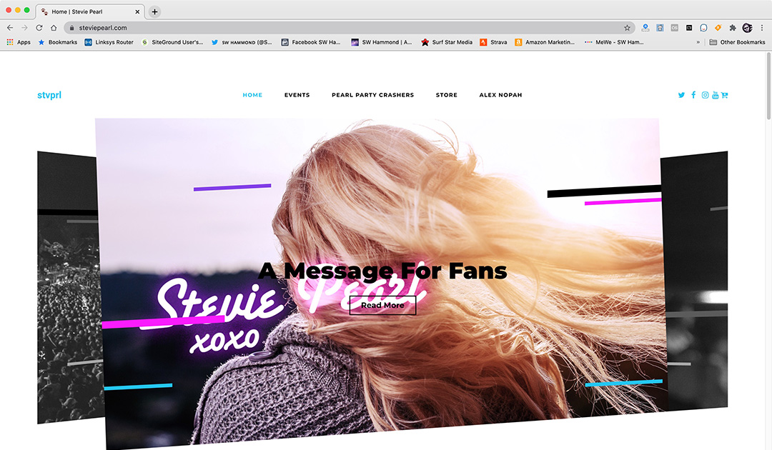 Stevie Pearl Website Screen Shot