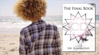 The Final Book: Gods cover art with a woman walking on a beach. She has a curly afro and is wearing a plaid shirt. She's walking away from the camera.