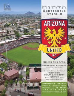 City of Scottsdale minor league soccer advertisement, Scottsdale Stadium.