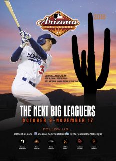 Arizona Fall League advertising with saguaro cactus.