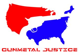 Gunmetal Justice logo.