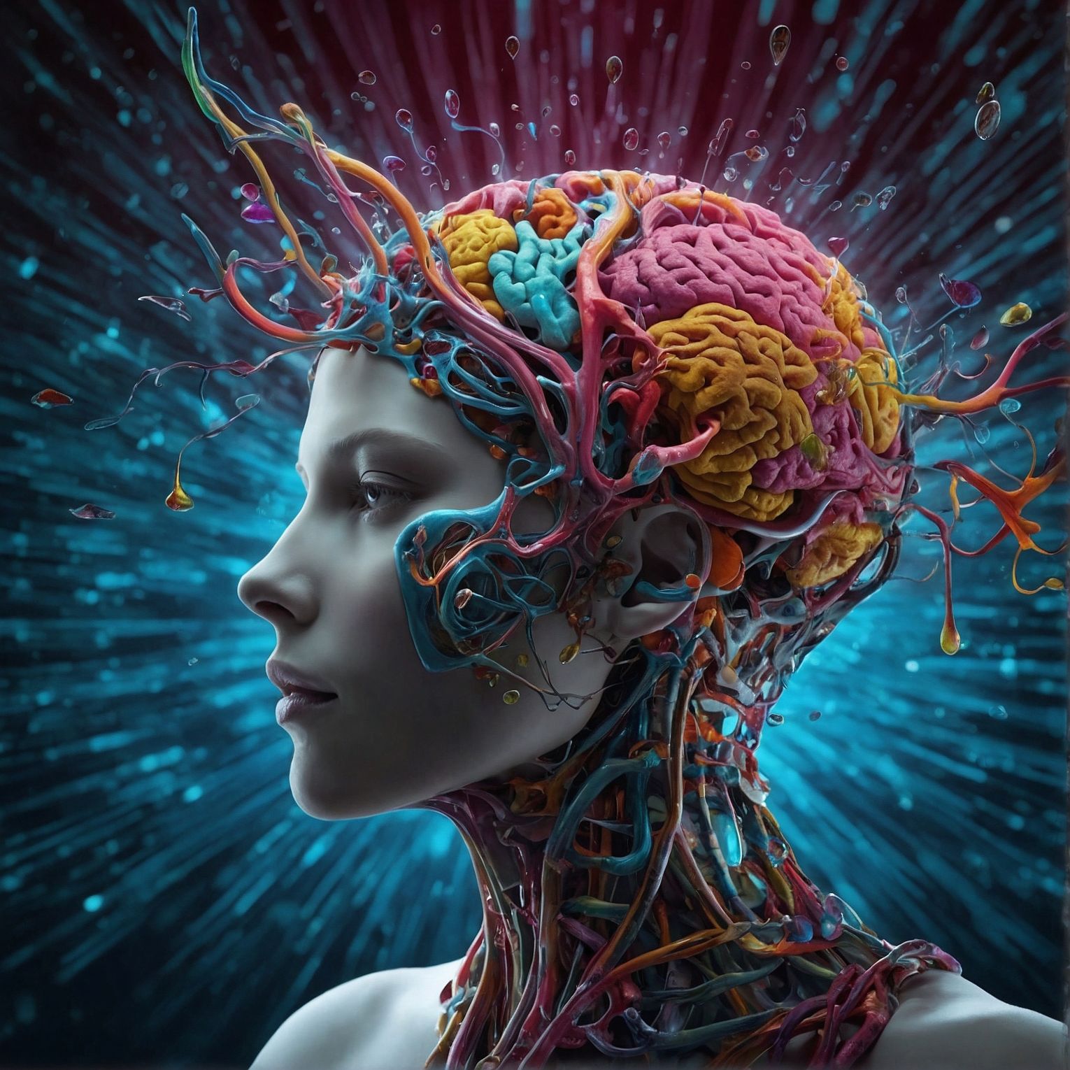 Neurons interconnected in the brain, forming a network that facilitates communication and information processing. Neurodivergent brain. Generated by LeonardoAI.
